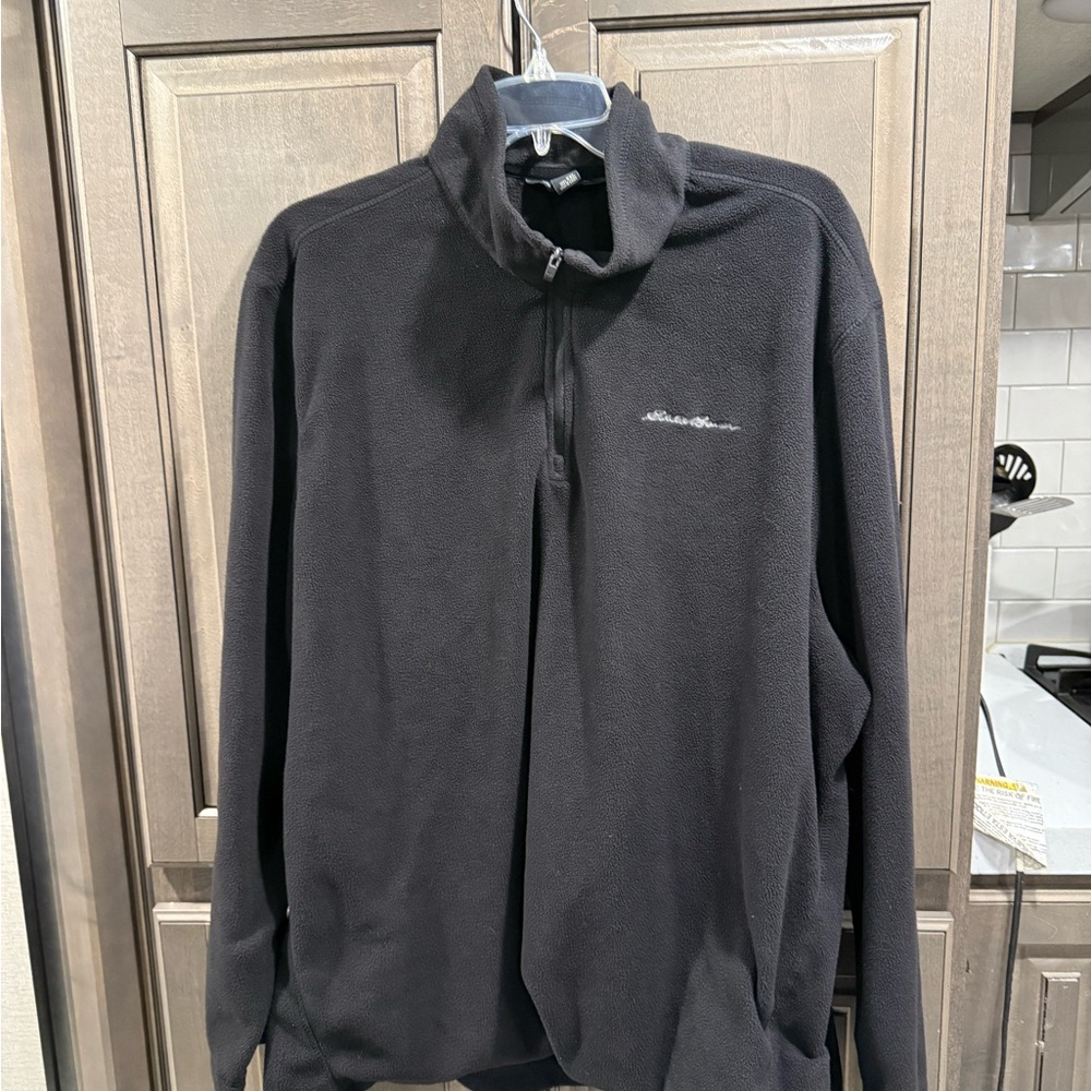 Eddie Bauer 1/4 zip fleece pullover, 2XL, black, GUC